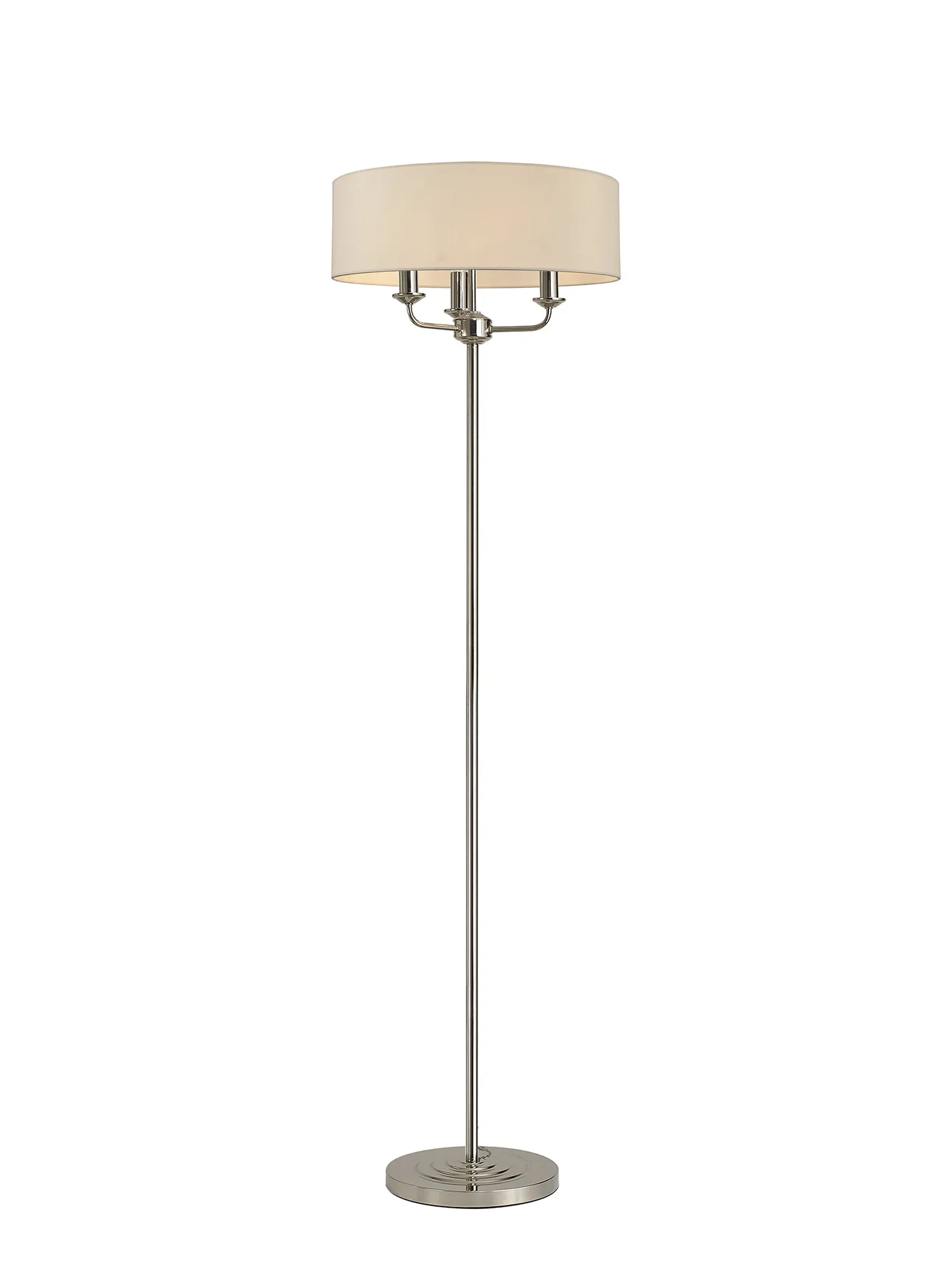 DK0885  Banyan 45cm 3 Light Floor Lamp Polished Nickel, Nude Beige